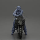 motorcyclist woman hoodie sitting on motorcycle - Only-Games