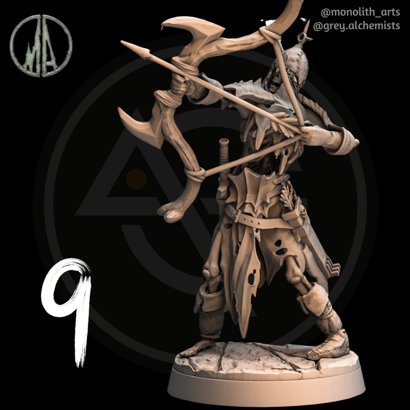 Skeleton Archers - 10 Poses - Fantasy Resin Miniatures in 32mm - DnD Monsters