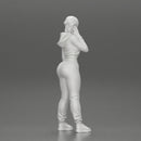 sexy girl in a sports outfit hoodie is standing - Only-Games