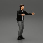 young man standing and explaining with hands - Only-Games