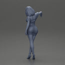 Elegant pose in vibrant blue dress with matching high heels - Only-Games