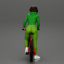 Young sexy sporty woman in pants and snickers short haired posing with bicycle - Only-Games