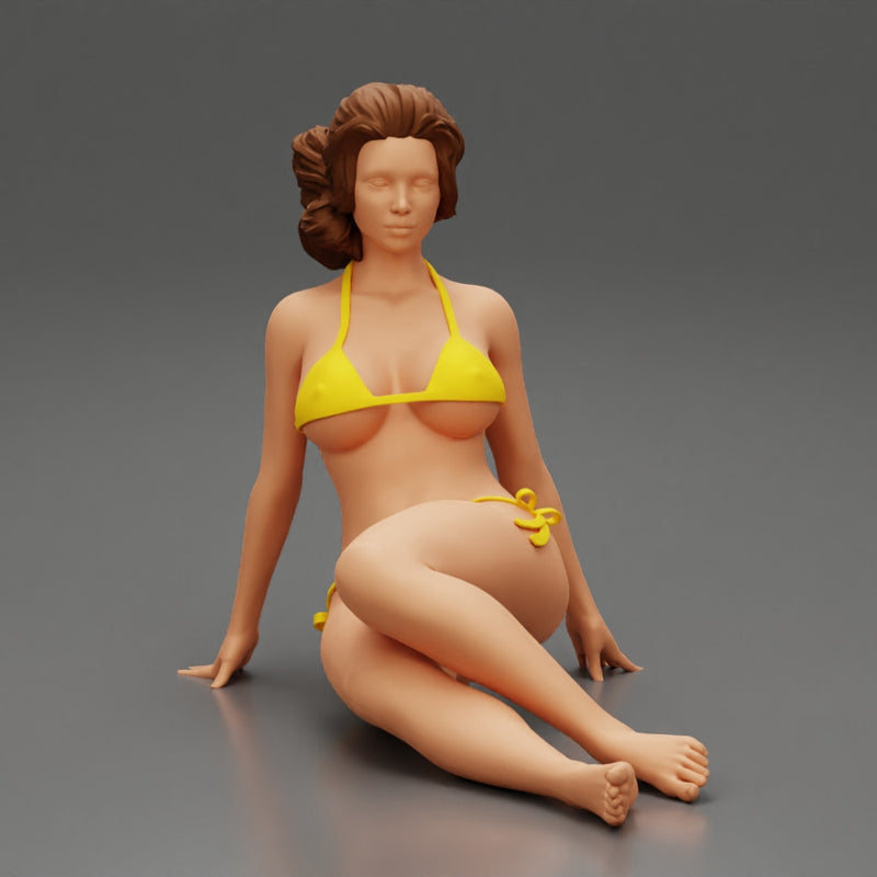 Sexy Woman Girl Sitting in Bikini on Beach - Only-Games