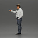 Serious businessman in a white shirt tie, and pants pointing with authority, hand in pocket - Only-Games
