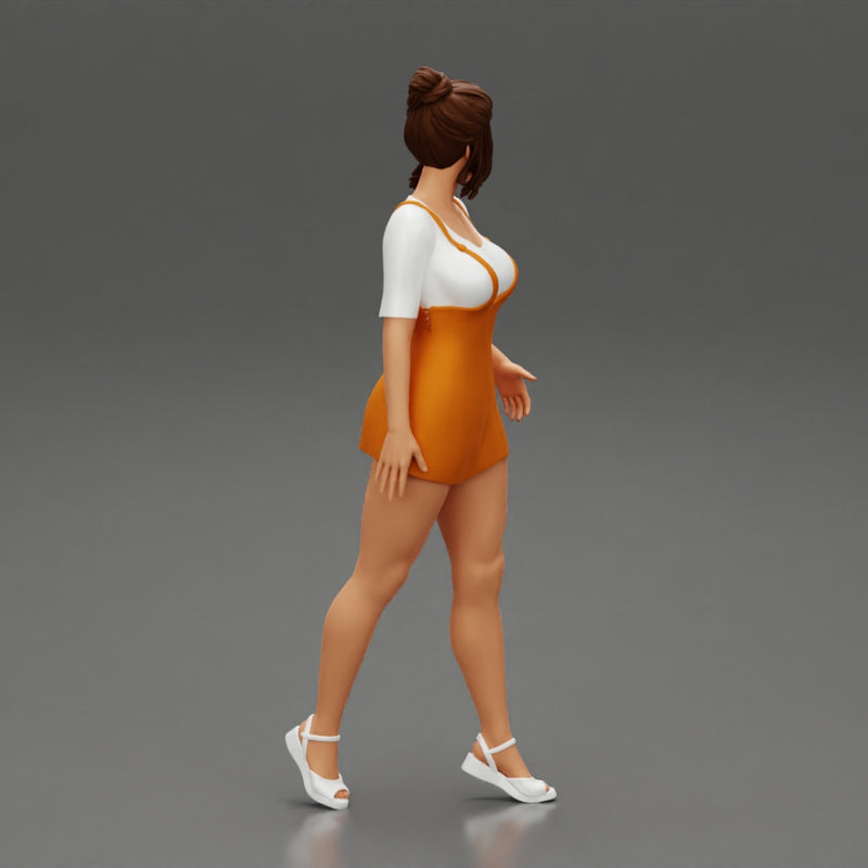 Sensual Girl walking in Denim Overall - Only-Games