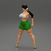 Sexy Woman with Beautiful Body Wearing Mini Skirt and Bra - Only-Games