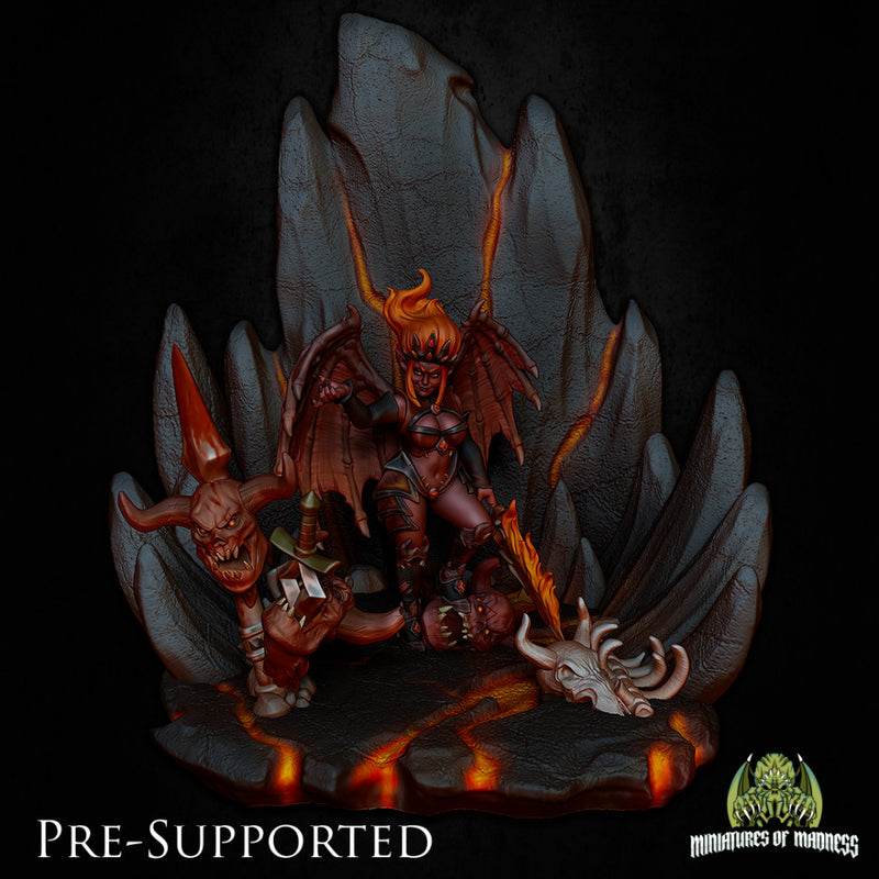 Hell Scenery [PRE-SUPPORTED] Devil Fire Lava Ground Diorama - Only-Games