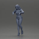 Sexy girl in mini skirt and shorts looking out over the edge of the stairs - Only-Games