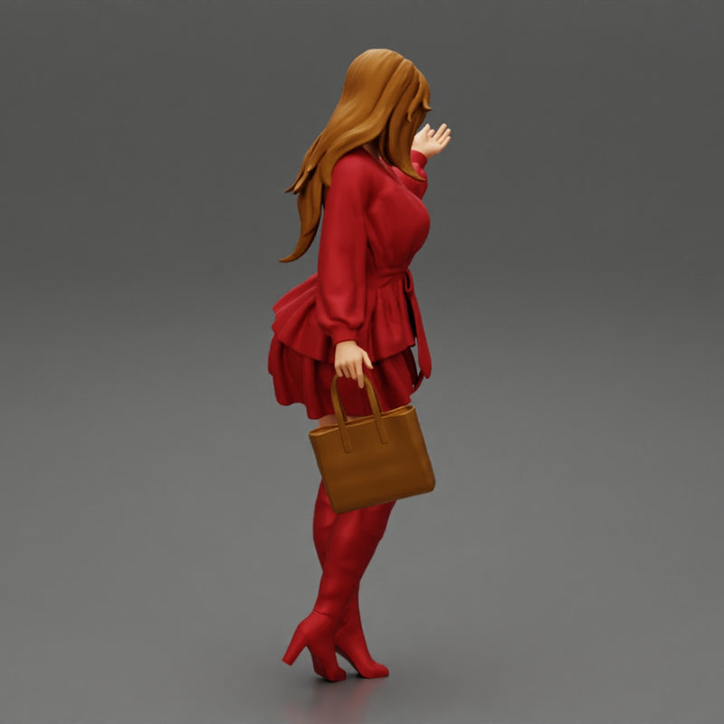 Young woman wearing beautiful Fashion dress and holding handbag - Only-Games