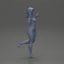 Naked happy girl jumping on one leg - Only-Games