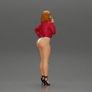 sexy girl in bikini and mini jacket standing smoking cigarette on the beach - Only-Games