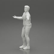 young man standing and explaining with hands - Only-Games