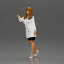Elegant Teacher in White Coat Gesturing with Confidence and Professionalism - Only-Games