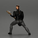 Rock man play white bass guitar in leather jacket  with long hair and beard - Only-Games