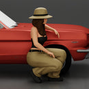 gangster homie lowrider girl in hat sitting beside car - Only-Games
