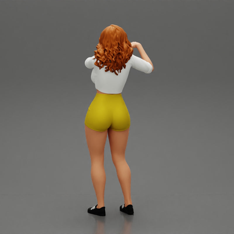 Travel woman in short pointing her next destination using world map - Only-Games