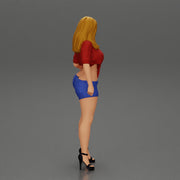 Sexy woman posing in short and shirt with open chest - Only-Games