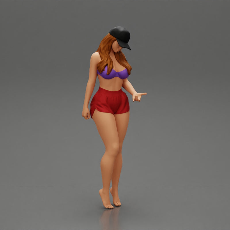 Sexy Girl standing in Cap and Shorts With Posing - Only-Games