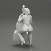 Beautiful young woman musician sitting on a vintage double bass - Only-Games