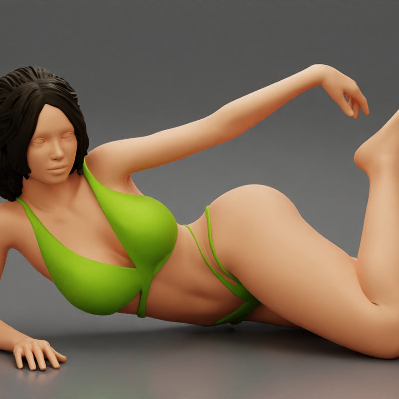 beautiful sexy girl in Bikini lying on sandy beach - Only-Games