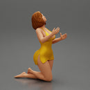 Sexy girl in mini dress with short hair sitting on her knees - Only-Games