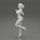 Woman in Mini Dress is Standing on One Leg - Only-Games