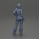 attractive girl with short hair posing in a mini open jacket and pants - Only-Games