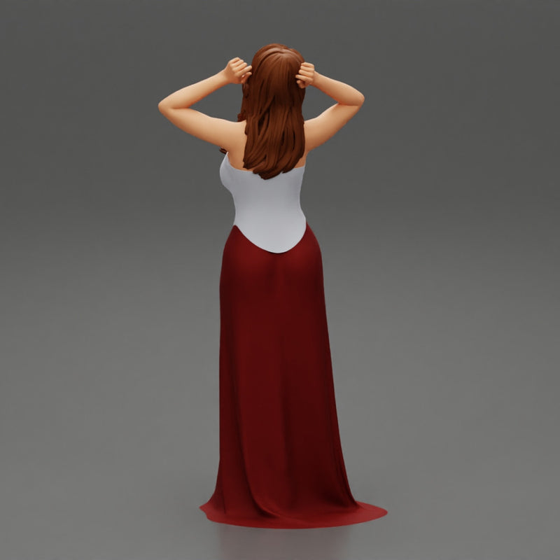 sexy girl in long dress with long hair standing - Only-Games