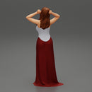 sexy girl in long dress with long hair standing - Only-Games