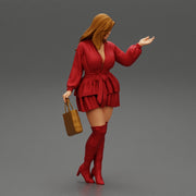 Young woman wearing beautiful Fashion dress and holding handbag - Only-Games