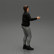young man standing and explaining with hands - Only-Games