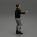 young man standing and explaining with hands - Only-Games