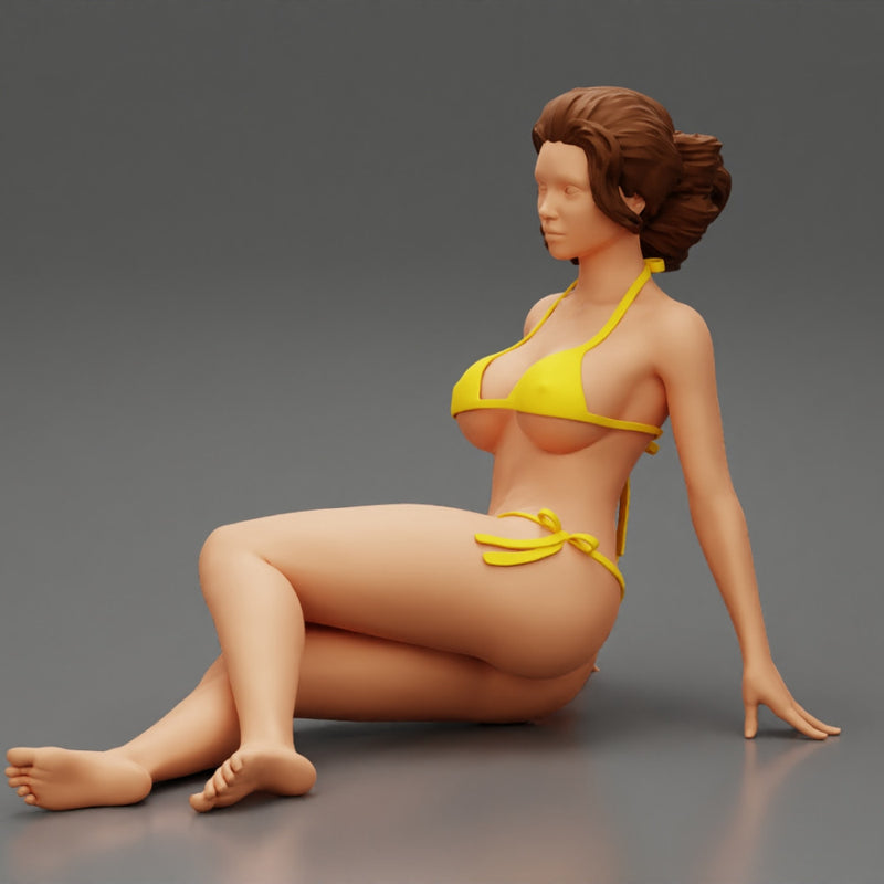 Sexy Woman Girl Sitting in Bikini on Beach - Only-Games