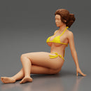 Sexy Woman Girl Sitting in Bikini on Beach - Only-Games