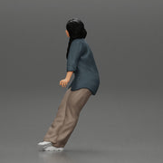 lowrider chola girl is leaning against the car, wearing a long open shirt with pigtails hair - Only-Games