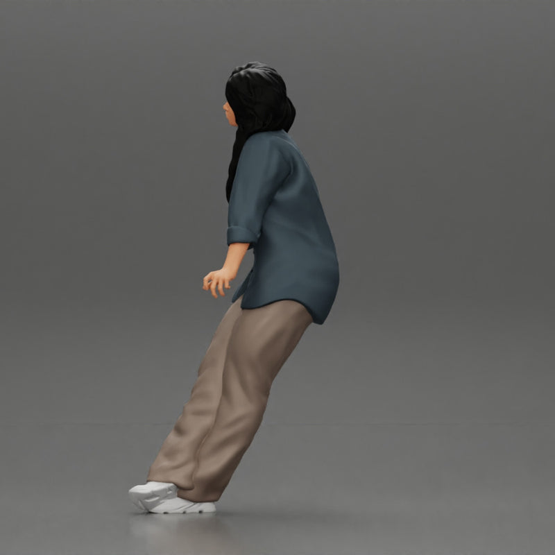 lowrider chola girl is leaning against the car, wearing a long open shirt with pigtails hair - Only-Games