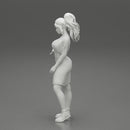 woman explaining pose wearing dress and boot - Only-Games