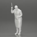 butcher standing while holding a cleaver and cutting something - Only-Games