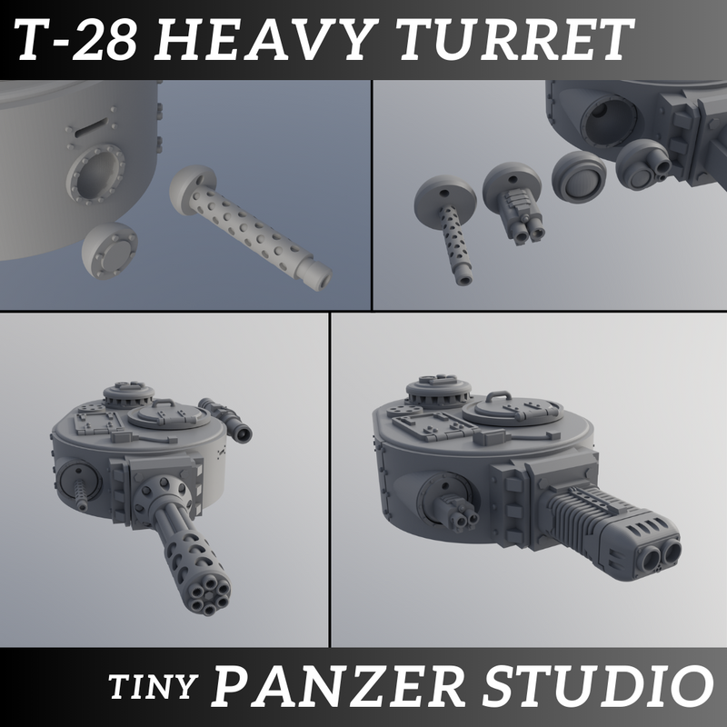 Grimdark T28 Heavy Turret compatible with Imperial and Space Marine vehicles - Only-Games