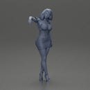 Elegant pose in vibrant blue dress with matching high heels - Only-Games