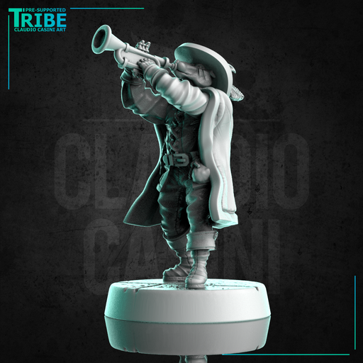 (0302) Male anubian dog folk bard musician with trumpet - Only-Games