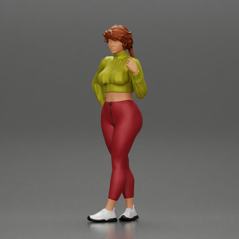 Beautiful woman with pigtails hair in mini shirt - Only-Games