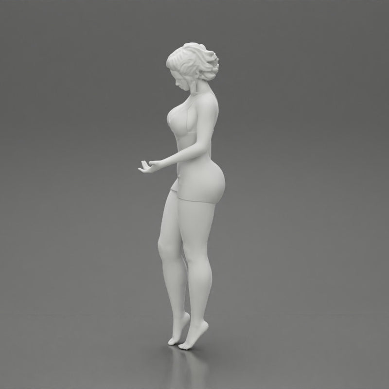 Sexy Girl standing in mini dress on the beach - Only-Games