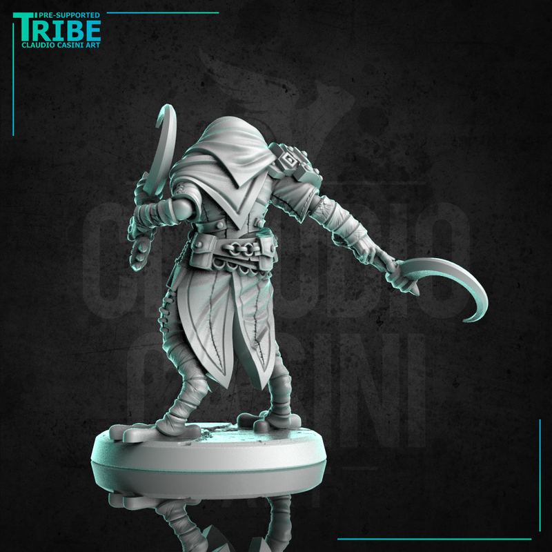 (0254) Male rogue thief killer frog man folk with sickles - Only-Games
