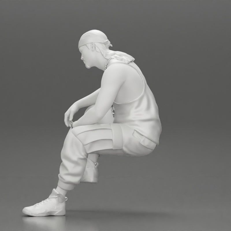 gangster homie in a gold chain and durag is sitting and thinking - Only-Games