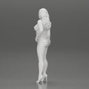 attractive woman posing in an open jacket and mini skirt next to a car with long hair - Only-Games