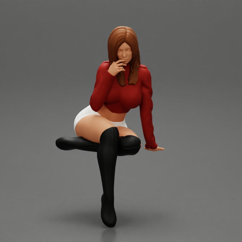Sexy Girl In Short And Boots Sitting On a chair - Only-Games