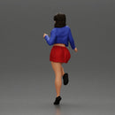 Confident Woman Strikes Dynamic Pose in mini jacket and mini skirt - Only-Games