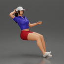 beautiful girl in cap and shorts sitting and drinking - Only-Games