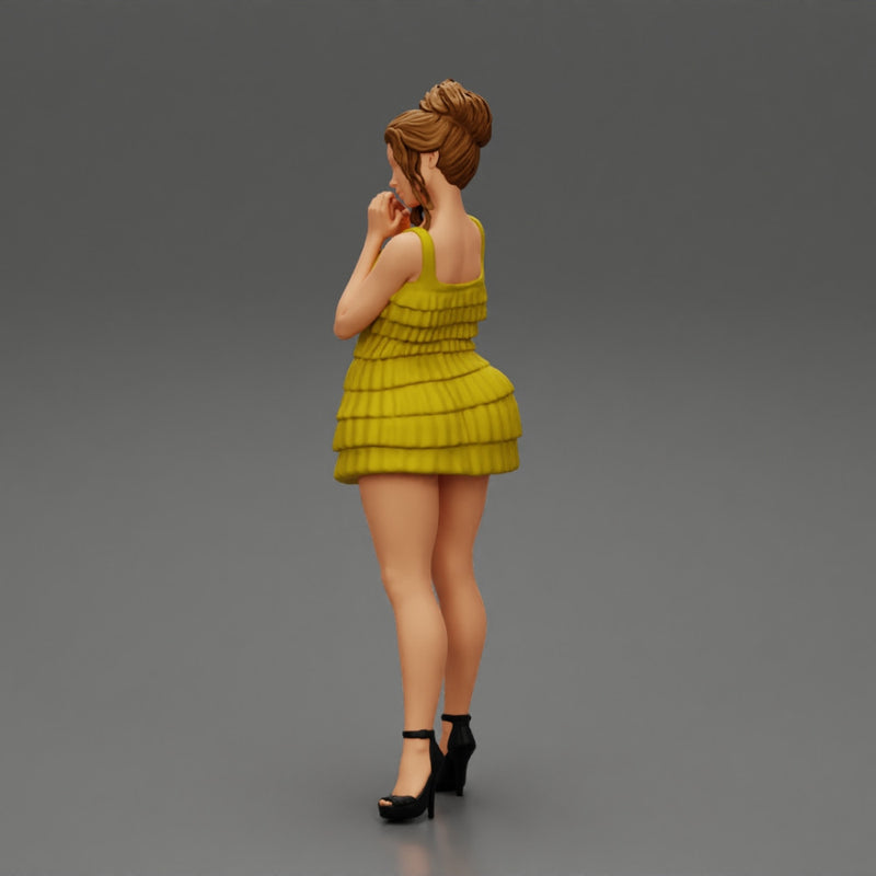 Sexy woman standing and posing and in fashion summer dress - Only-Games